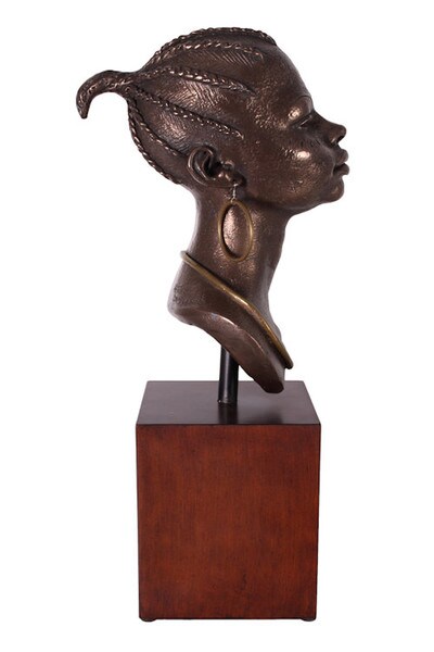 African Queen Bust on Stand Sculpture on museum base statue portrait